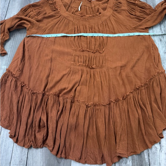 Free People See Ya There Mini Dress Dark Brown On Off Shoulder Bohemian Small - Picture 3 of 7